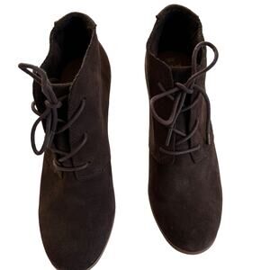 Toms Bootie Women's Brown Lunata Chunky Heel Tie Up Sz 9